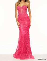 Sherri Hill Women's Prom Dress in fuchsia - women's dress - detail view