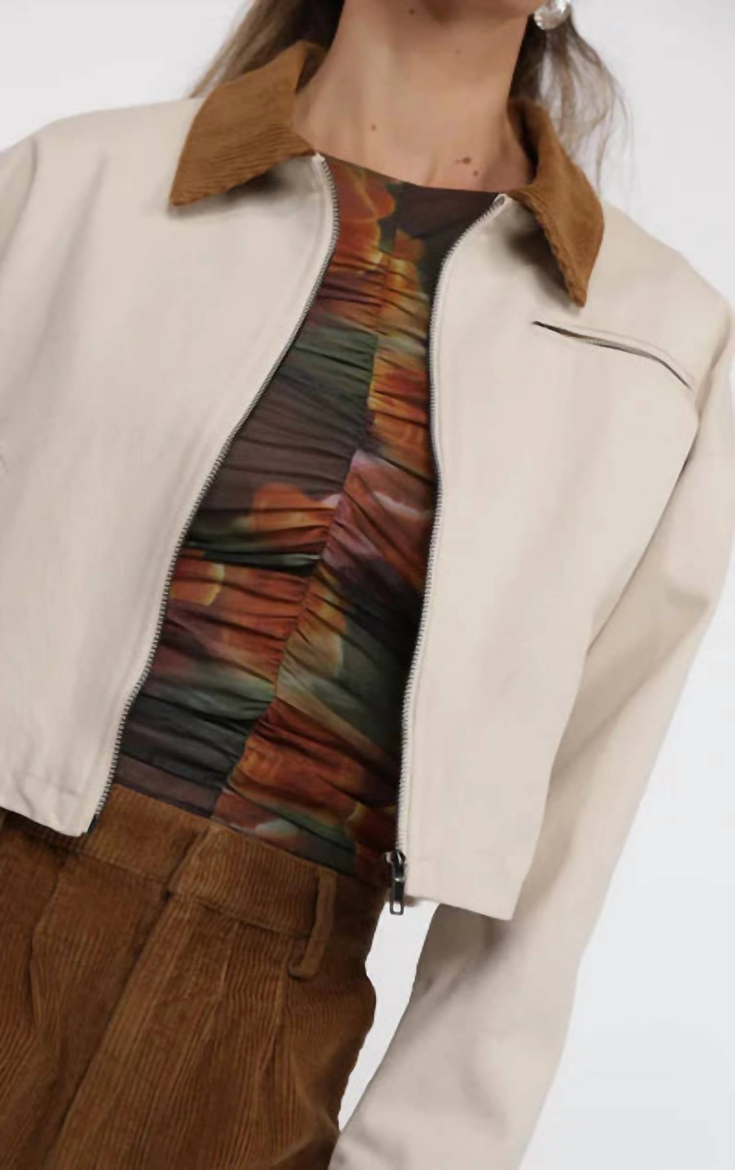Sage The Label - So Fine Corduroy Collar Crop Jacket