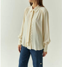 EXQUISE Harlee Collar Long Sleeve Shirt in ecru - women's blouse - alternate view