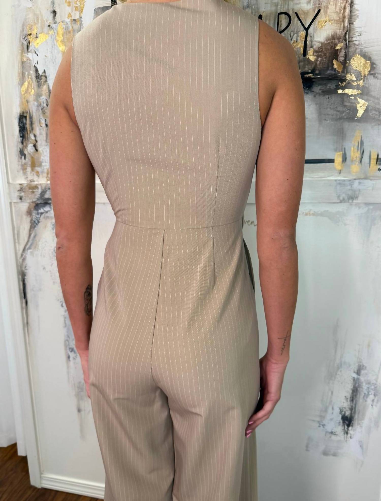 Sage The Label - Pinstripe Vest Jumpsuit