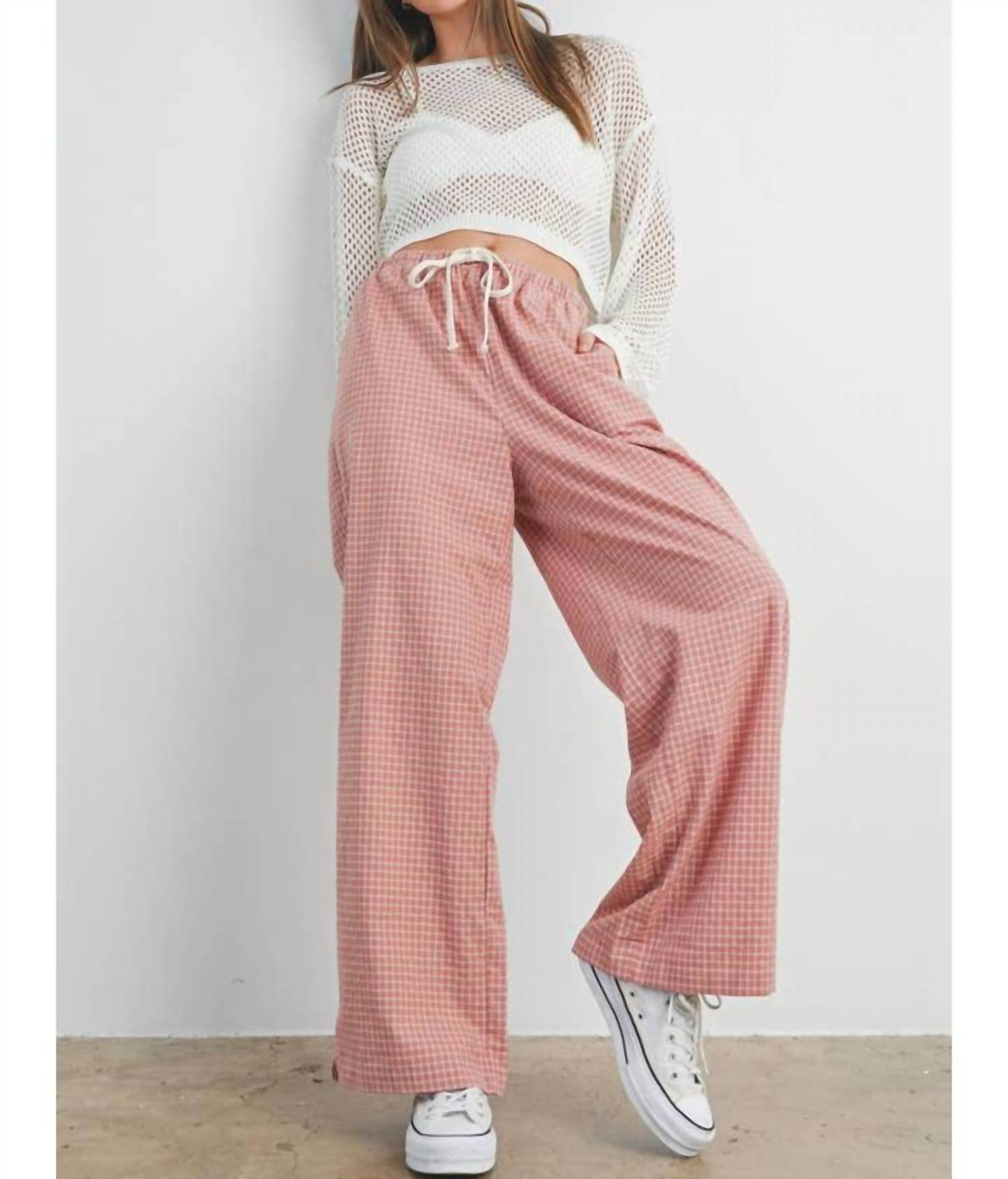Buttermelon - Drawstring Checked Pants