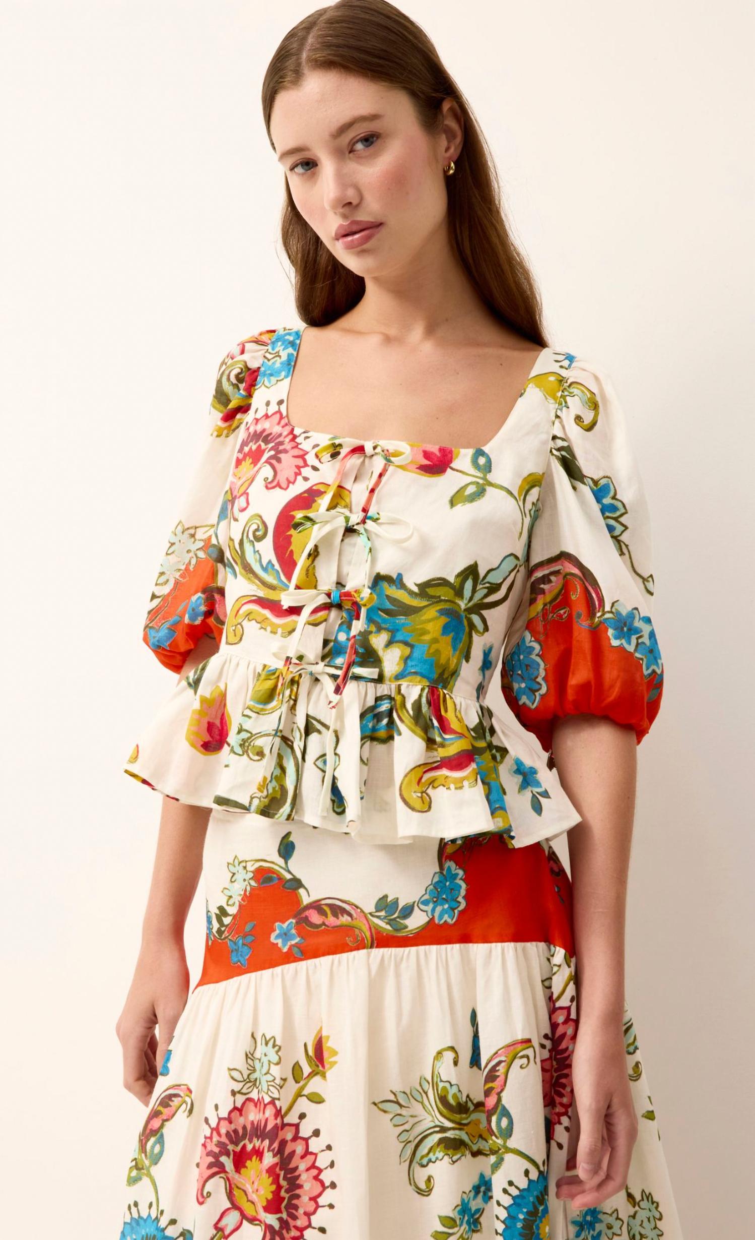 Marie Oliver - Tora Puff Sleeve Peplum Top