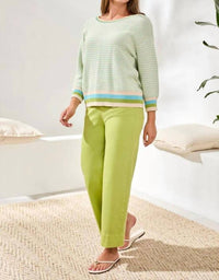 Mb By Tribal - Scoop Neck Cotton Stripe Sweater