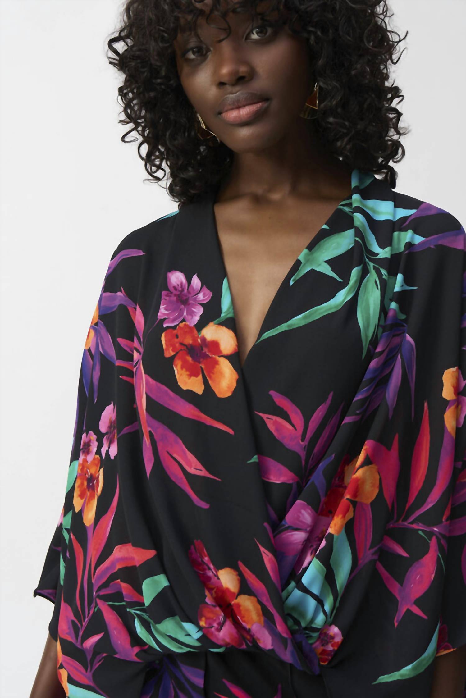 Joseph Ribkoff - Floral V-neck Wrap Pullover Top