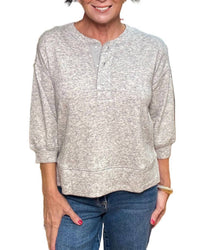 Bobi - Puff Sleeve Boxy Henley Top