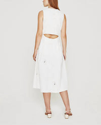 AG Jeans Libby Midi Dress in super bloom white - women's dress - detail view