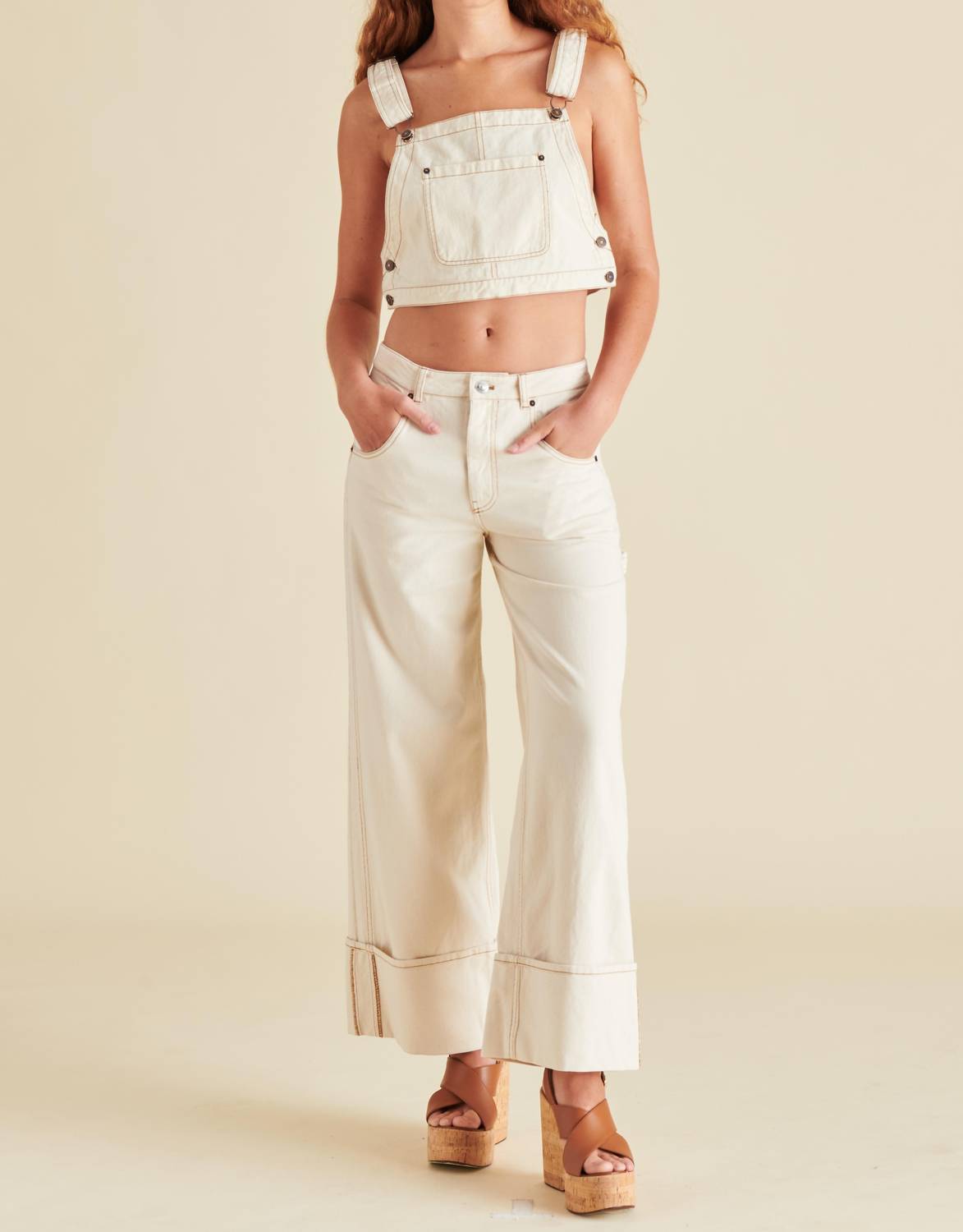 STEVE MADDEN Briah Wide Leg Pant in oatmeal - women's pants - alternate view