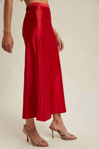Wishlist - Berry Basic Satin Midi Skirt