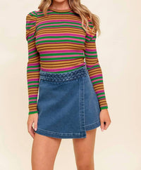 Flying Tomato - Striped Sweater Blouse