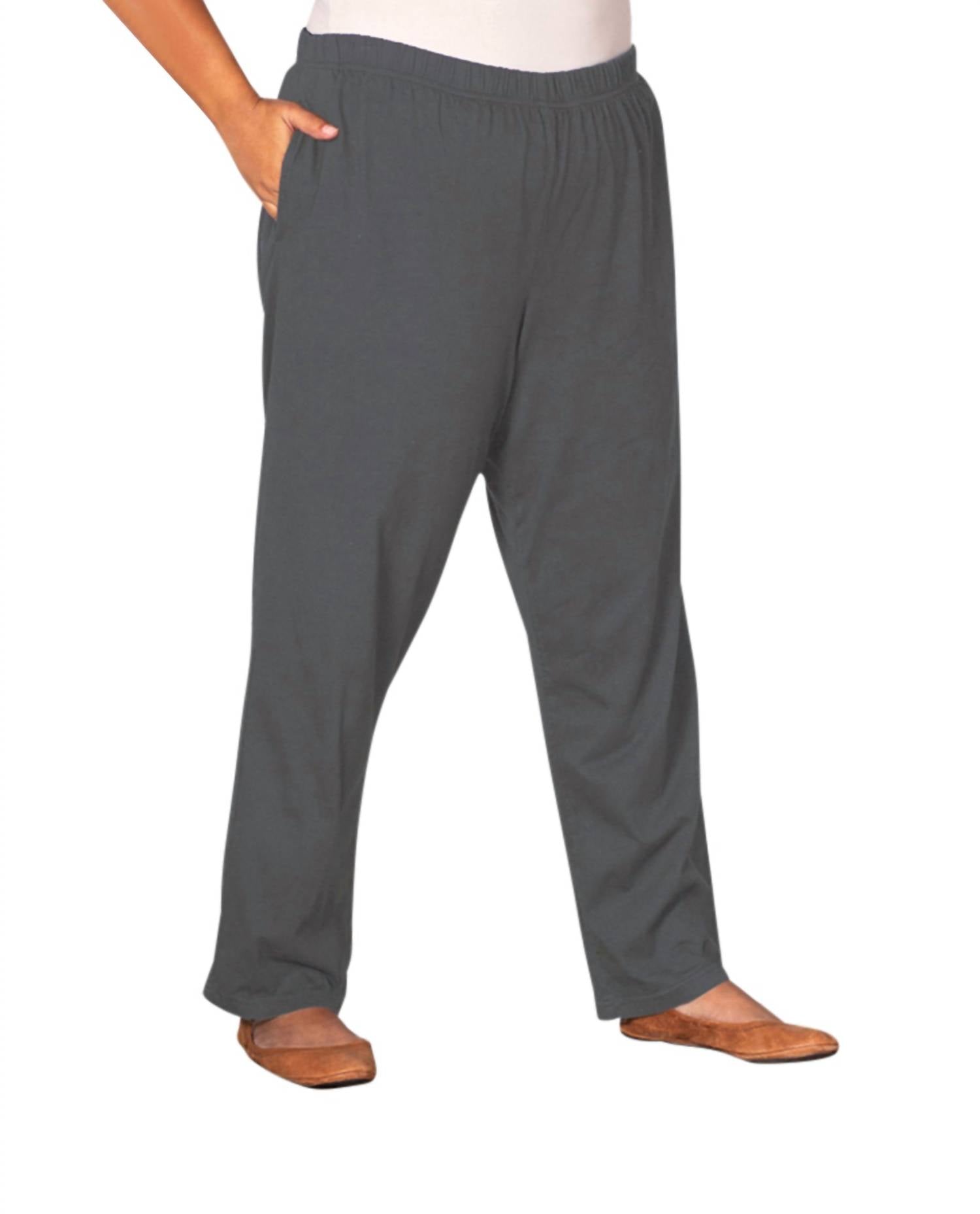 On The Plus Side - Relaxed Leg Cotton Knit Pants - Plus