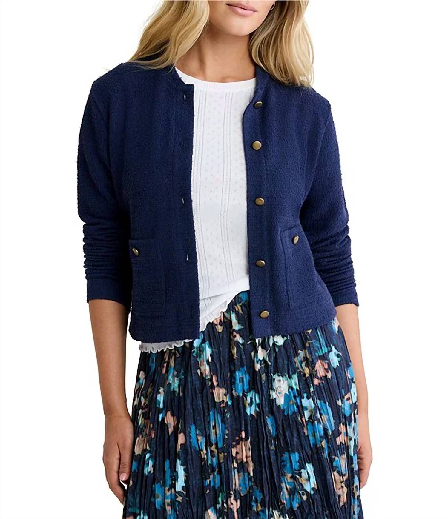 Nic + Zoe - TEXTURED KNIT BOMBER JACKET