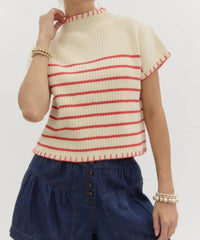 Entro - striped Short Sleeved Sweater