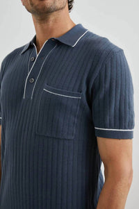 Rails Hardy Polo Shirt Top in faded navy - men's shirt - alternate view