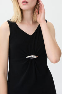 Joseph Ribkoff - V-neck Top With Hardware Detail