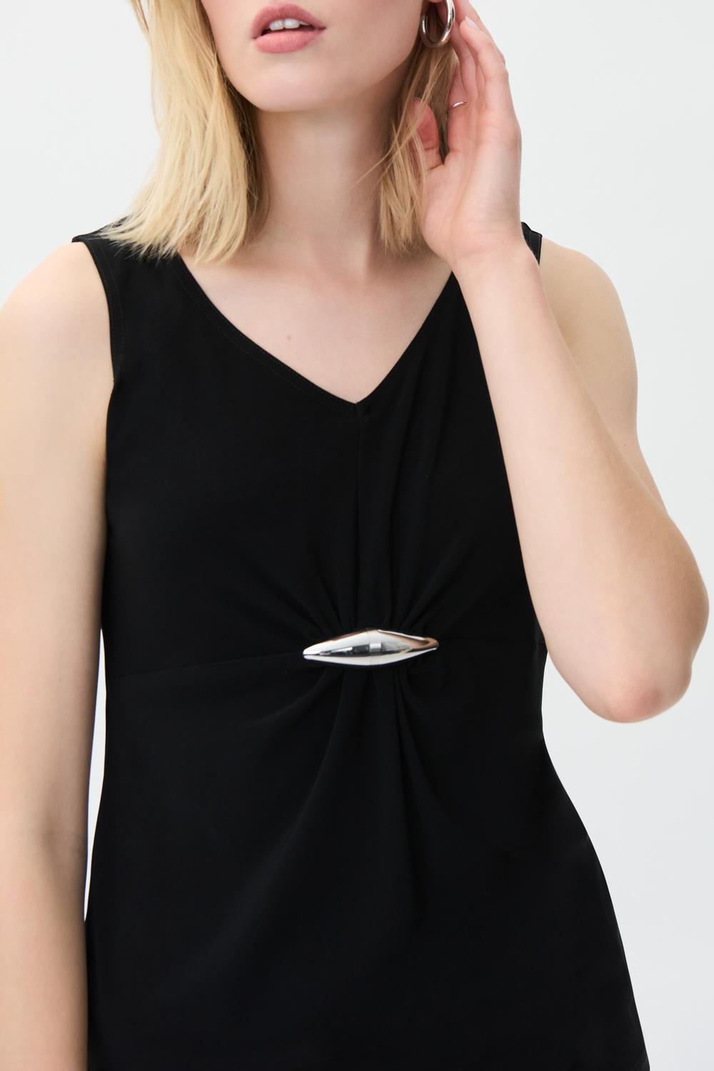 Joseph Ribkoff - V-neck Top With Hardware Detail