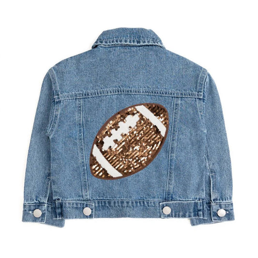 Sweet Wink - Girls’ Sequin Football Denim Jacket