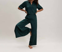 Lunya - Washable Silk Striped Jacquard High Rise Pants Set