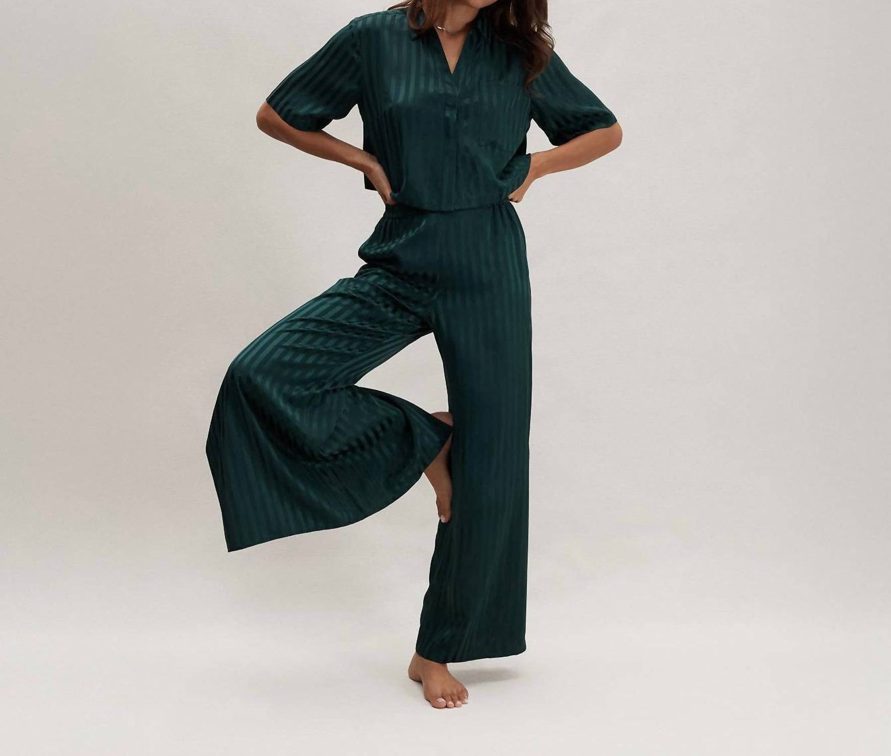 Lunya - Washable Silk Striped Jacquard High Rise Pants Set