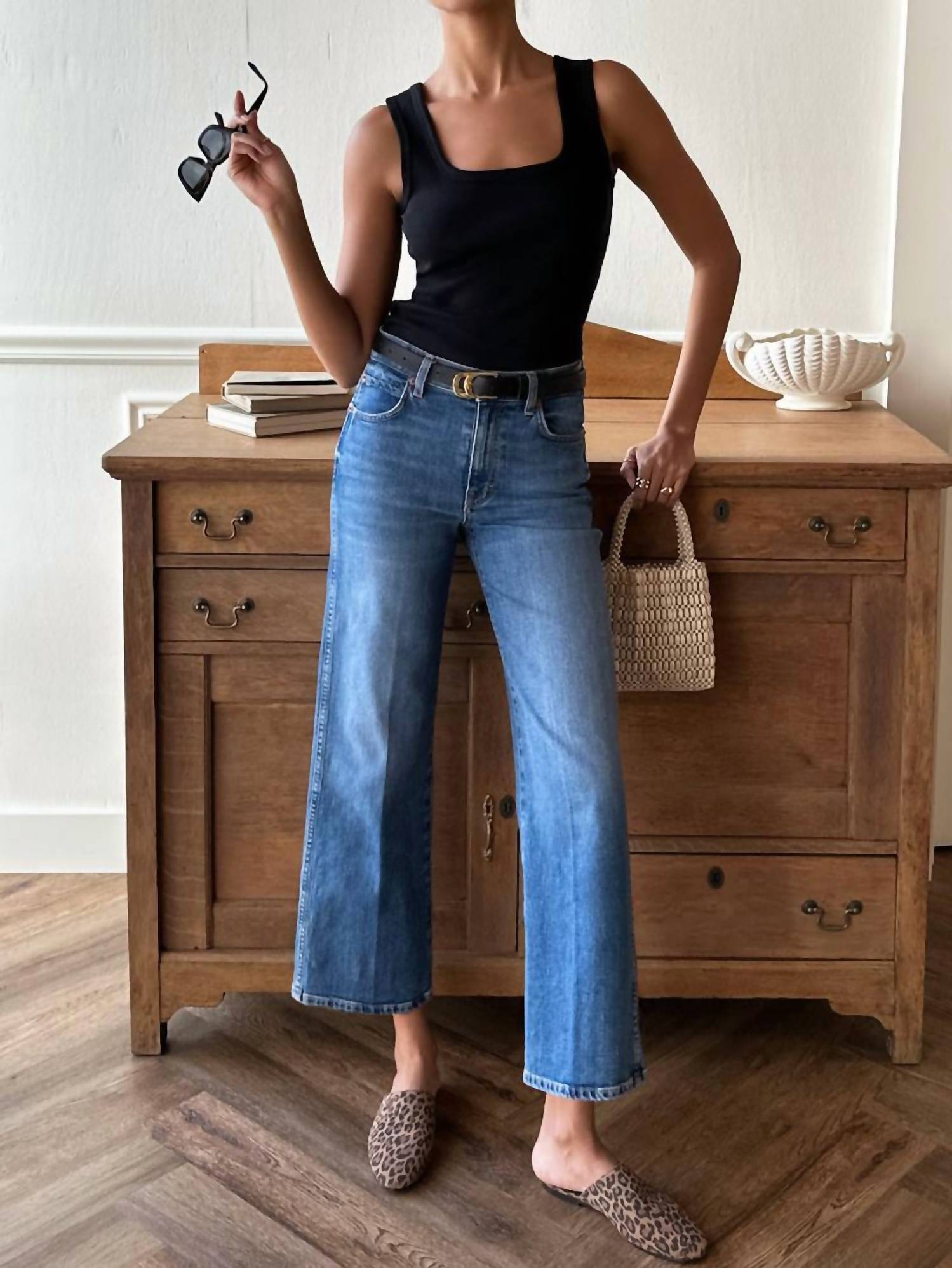 EMERSON FRY Thrifted Gem Ankle Jeans in vintage blue - women's jeans - detail view