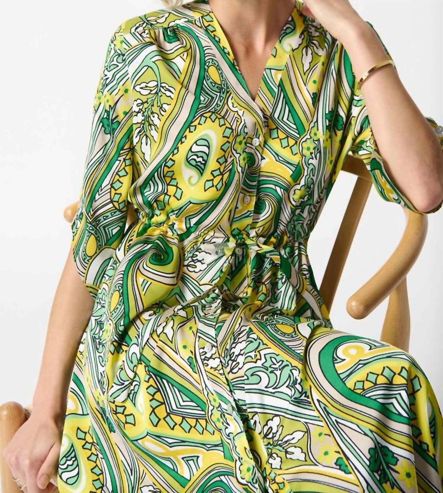 Joseph Ribkoff - SATIN PAISLEY PRINT SHIRT DRESS