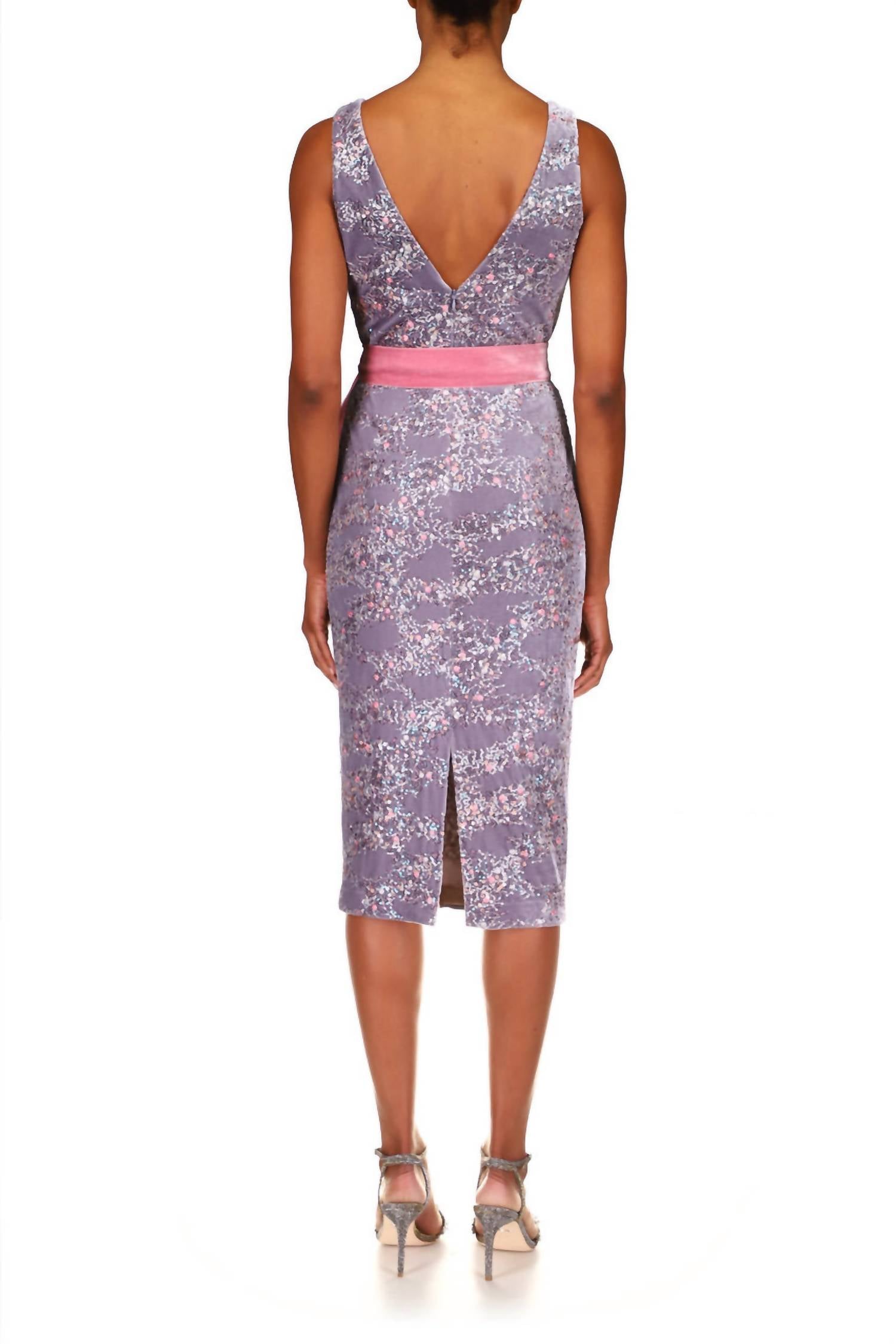 Badgley Mischka - Women's Sequined Velvet Dress