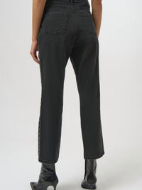 Joseph Ribkoff Classic Straight Leg Jeans in charcoal grey - women's jeans - detail view