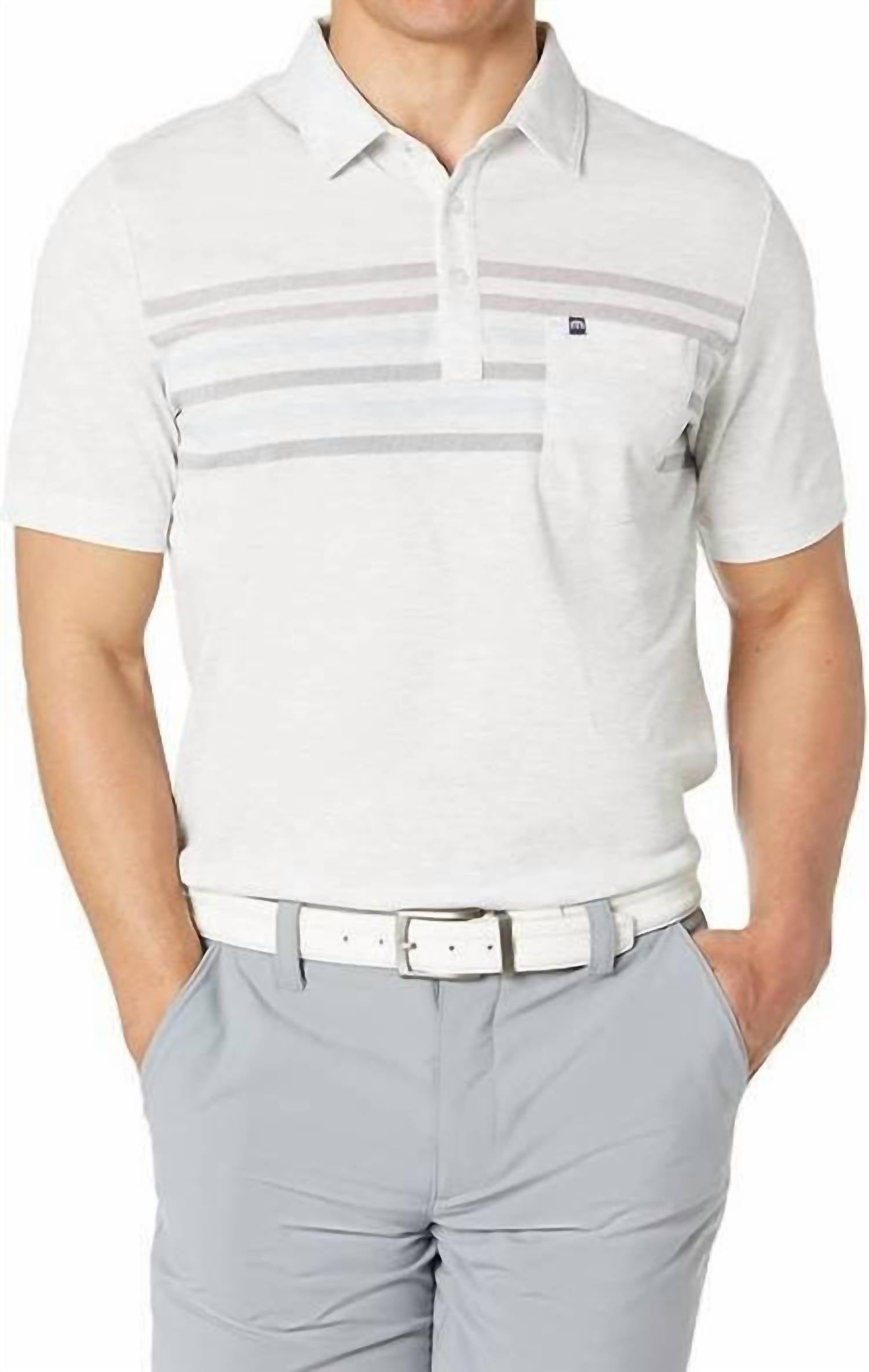 TravisMathew Timmy Polo Shirt in heather white - men's shirt