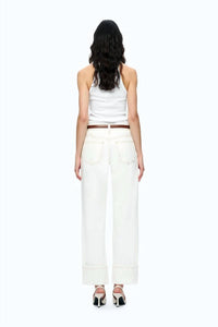 Bayeas - Mid Rise Cuffed Straight Leg Pants