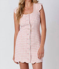 Baby Pink - Scallop Cap Sleeve Mini Dress