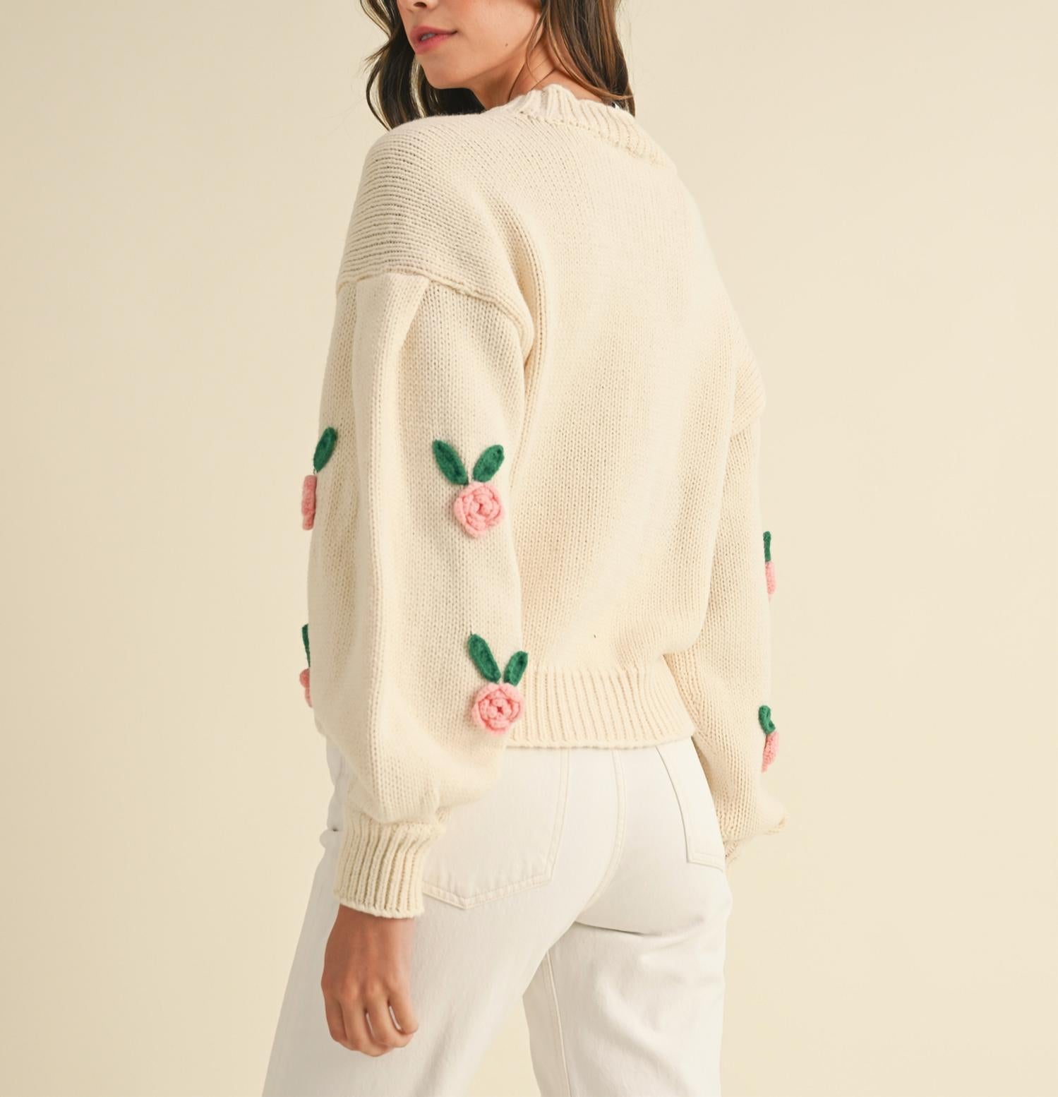 Mable - Rose Applique Cardigan