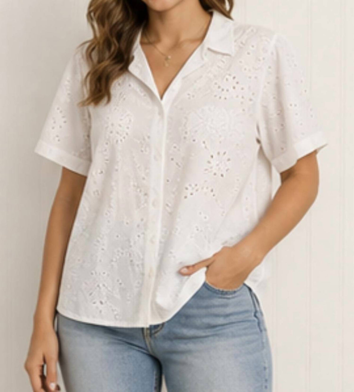 Keren Hart - Button Down Eyelet Shirt
