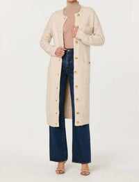 ASTR Meris Belted Longline Cardigan in cream - women's cardigan - detail view