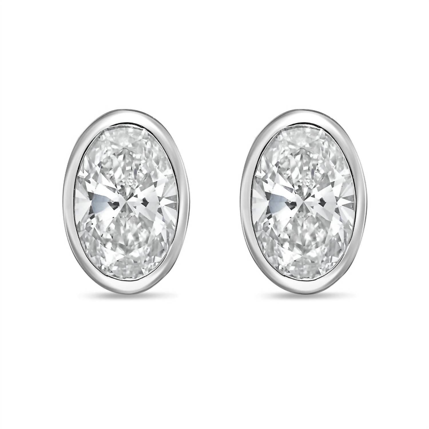 Diana M Jewels - Women's Oval Lab-grown Diamond Stud Earrings (2.50 Tcw) - Classic Plus