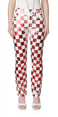 Check Print Five-Pocket Pants