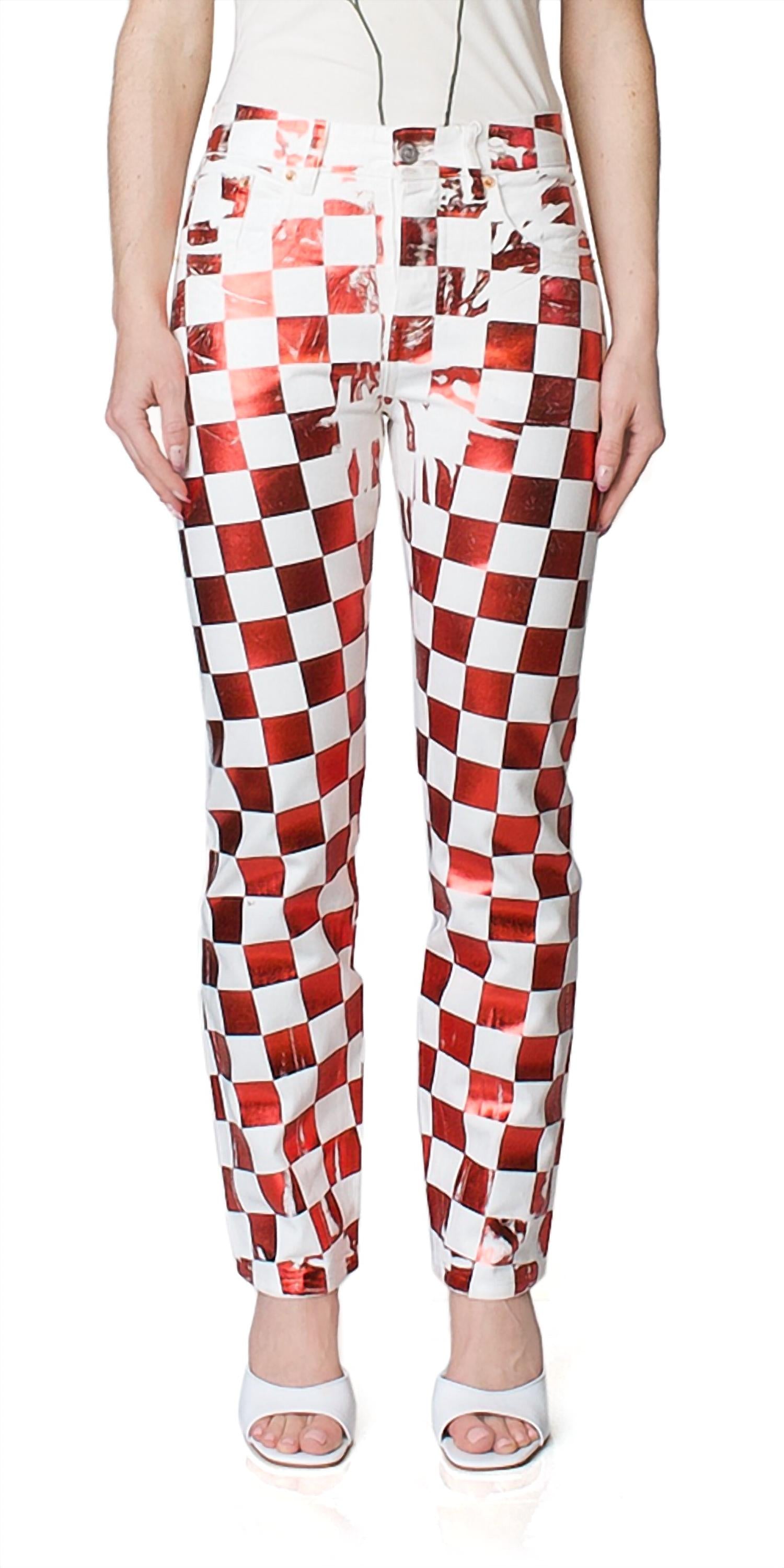 Check Print Five-Pocket Pants