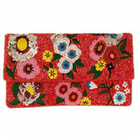 La Chic Designs - Women's Floral Beaded Clutch