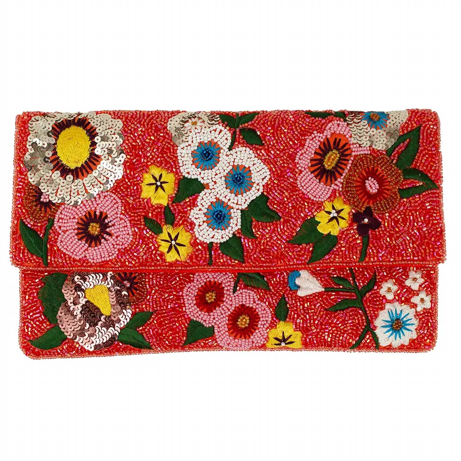 La Chic Designs - Women's Floral Beaded Clutch