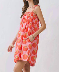 Tcec - Tomato Print Elastic Neckline Swing Mini Dress