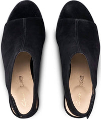 Clarks Women's Kaylin85 Sling Heeled Sandal in black suede - women's sandal - alternate view