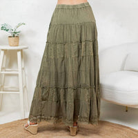 Young Threads - Tiered Crinkle Lace Patchwork Skirt