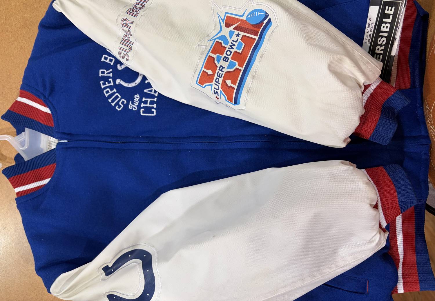 Nike - Youth Reversible Colts Superbowl Championship Wool Letterman Jacket