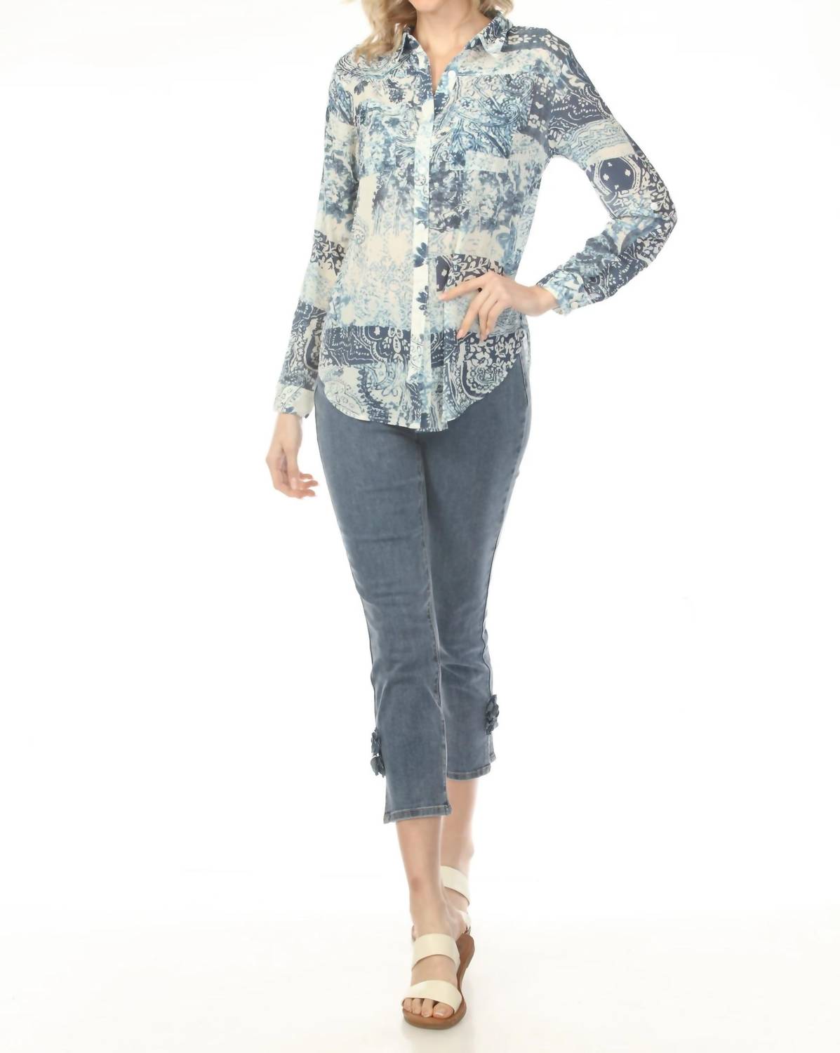 Charlie B - Printed Button-up Blouse