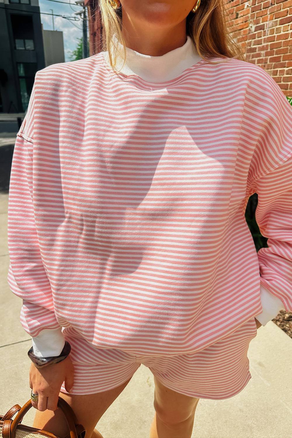 Lilbelle By Lilbelle - Lucy Oversized Striped Mockneck Sweatshirt