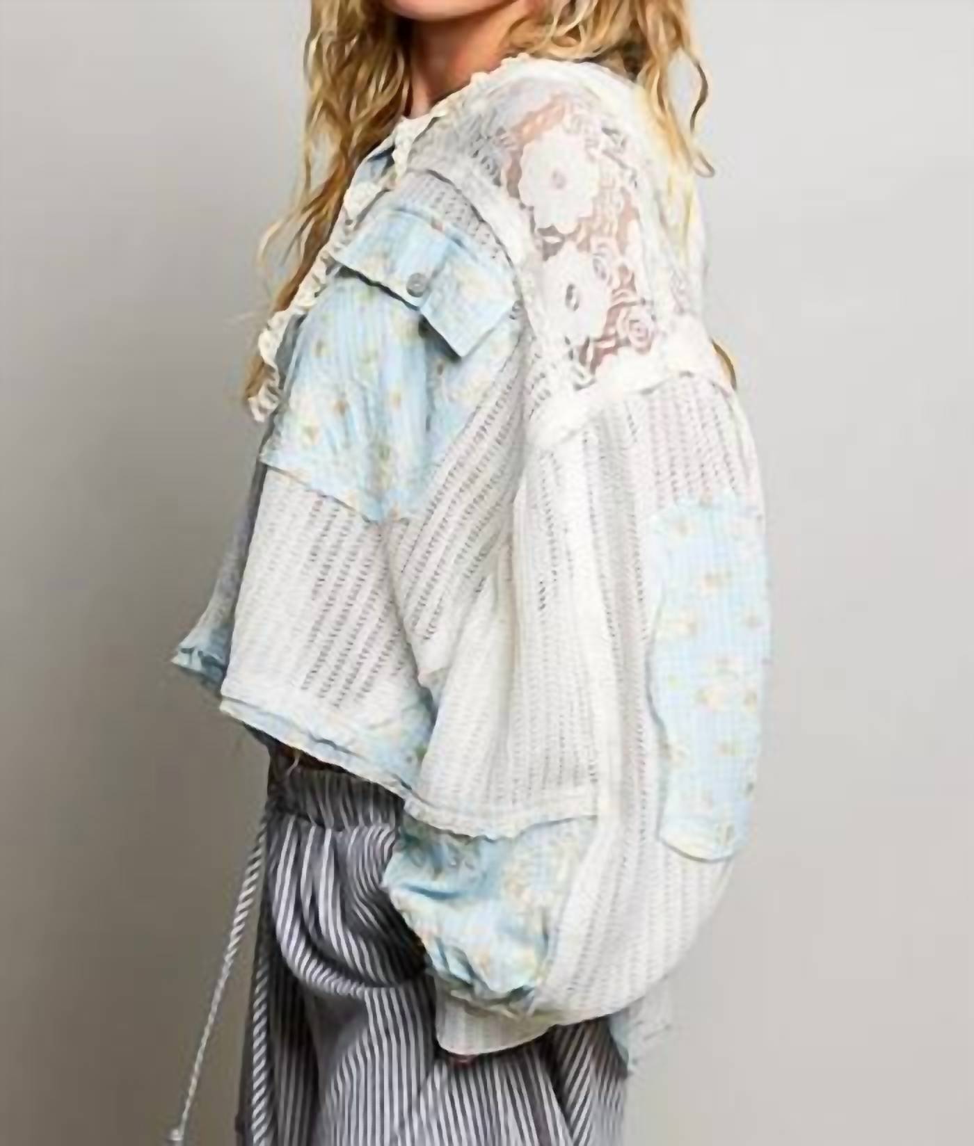 Pol - Hooded Balloon Sleeve Top