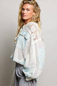 Pol - Hooded Balloon Sleeve Top