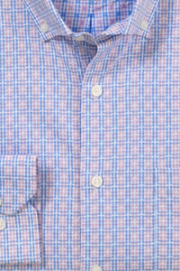 Scott Barber - Men's Jacquard Plaid Cotton Windowpane Check Sport Shirt