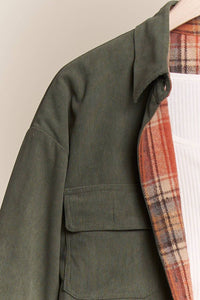 Mello - Women's Reversible Corduroy And Plaid Button Down Shirt