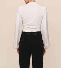 Bella Dahl Collared V-neck Top in winter white - women's top - alternate view