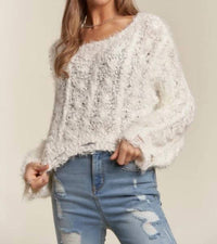 Adora - Popcorn Fuzzy Sweater Crop Top