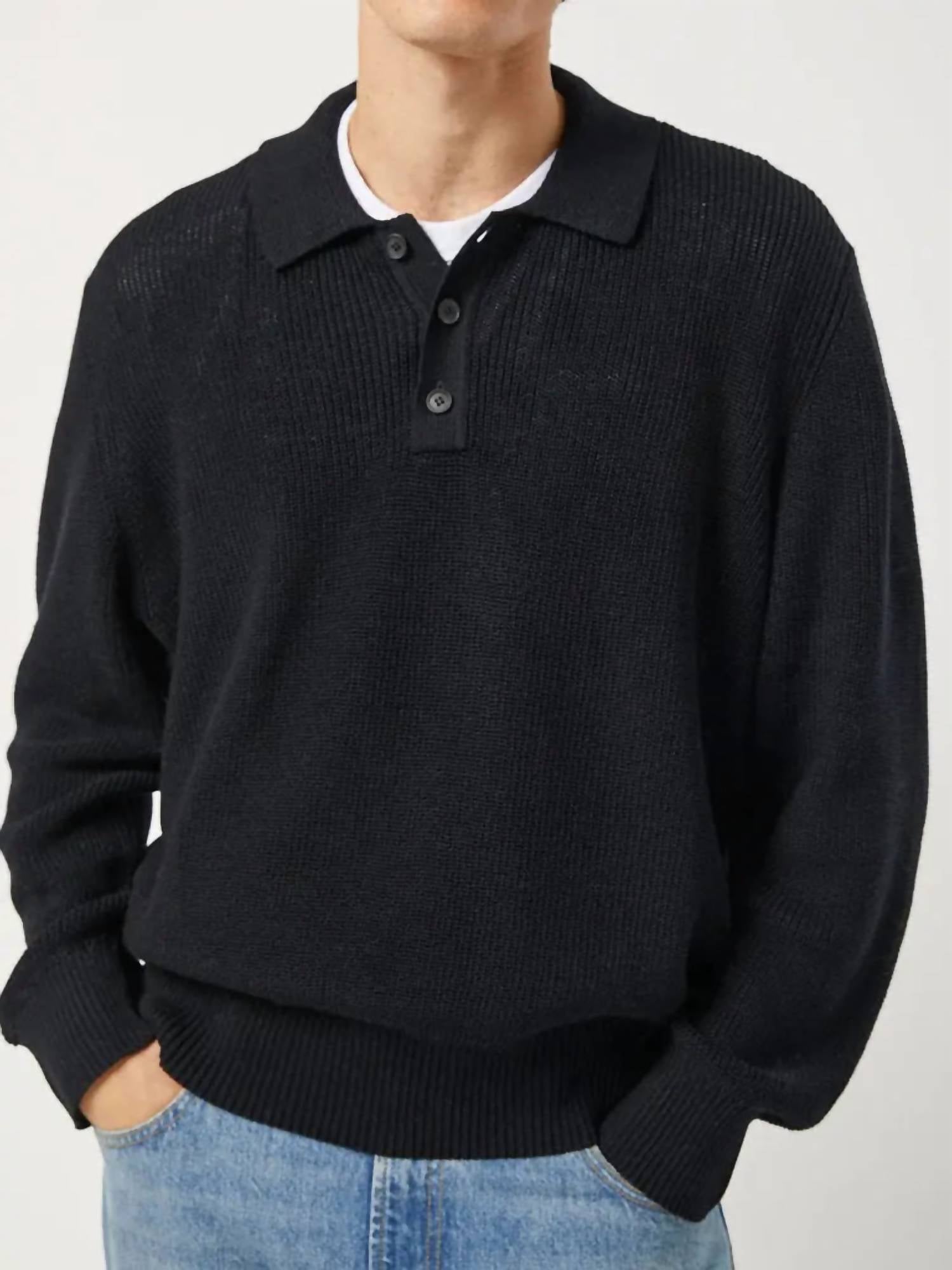 Corridor Slouchy Polo in black - men's shirt